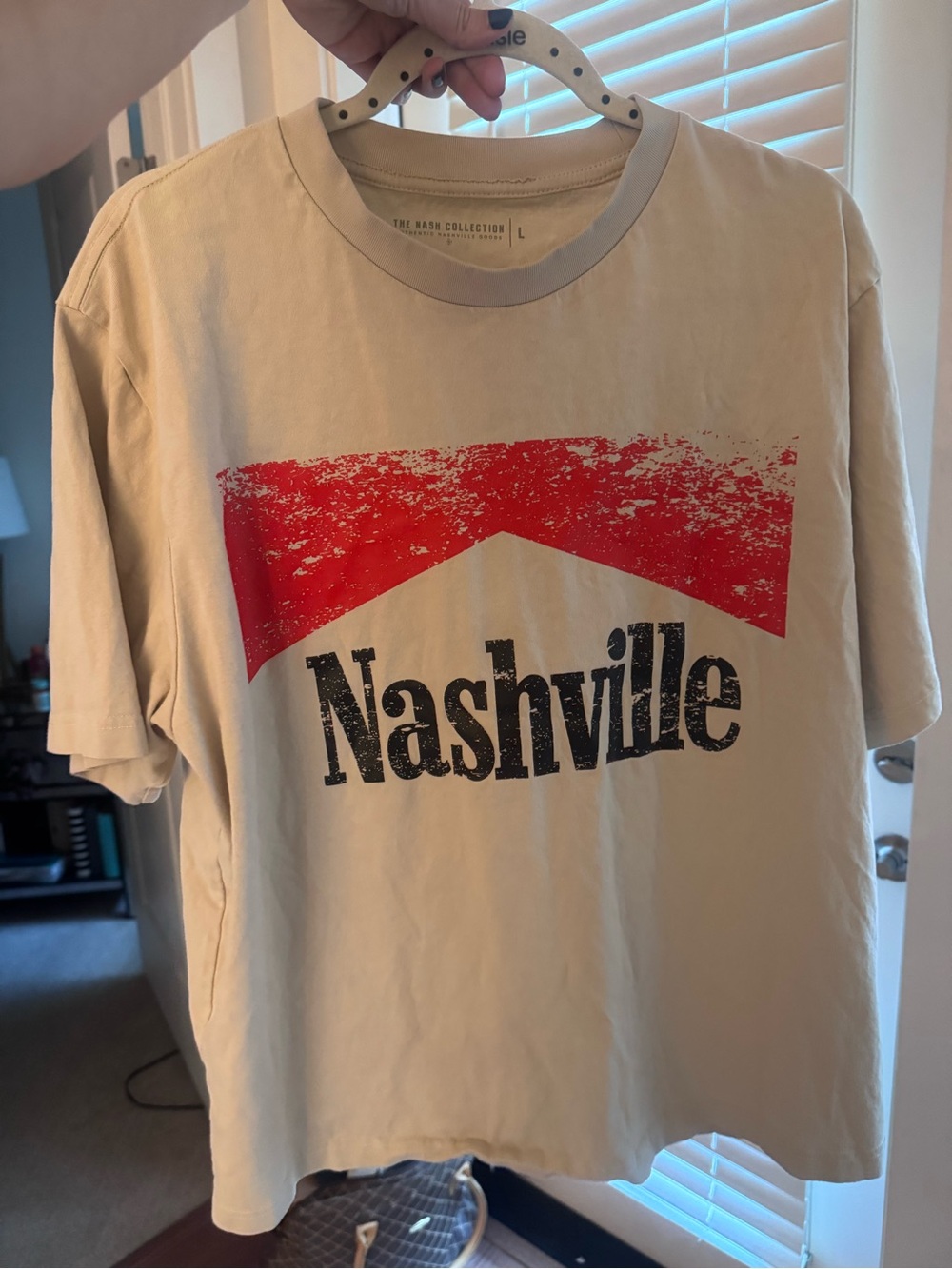 Beige Nashville Graphic Short Sleeve Tee with Red Chevron